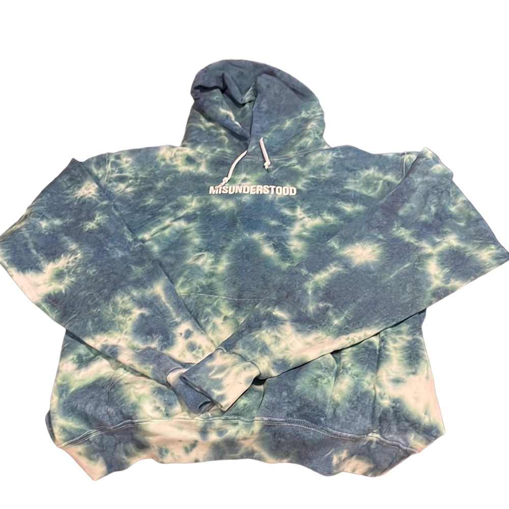 Artist Union Clothing Co Hoodie Sweatshirt M Medium Front Pocket Aqua Tie Dye
